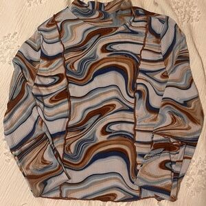Rue21 Swirl Pattern Long Sleeve Tee - Brown and Blue